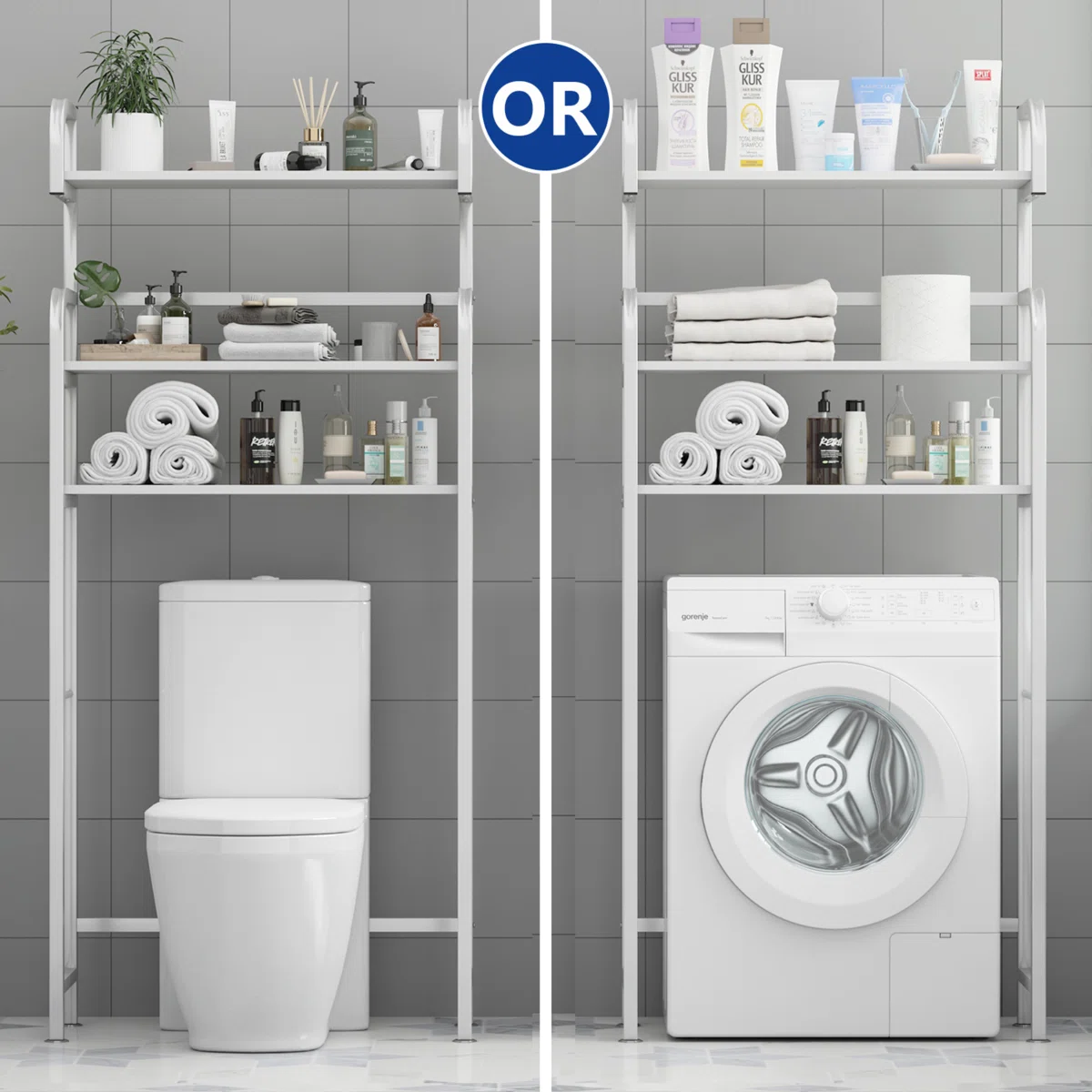 Masika Metal Freestanding Over-the-Toilet Storage, Bathroom Rack Behind The Toilet Storage Organizer Masika Metal Freestanding Over-the-Toilet Storage, Bathroom Rack Behind The Toilet Storage Organizer